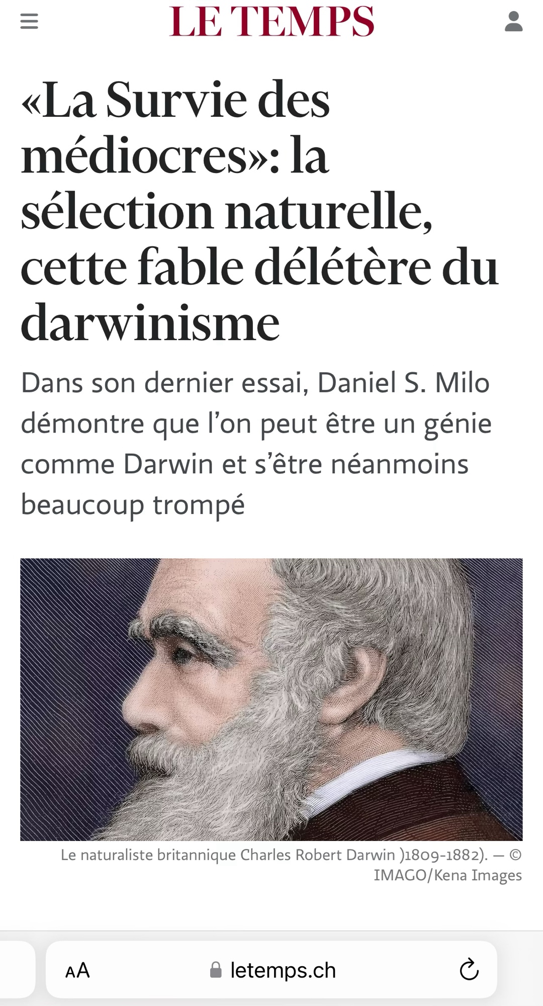 Le Temps vante le livre de Milo